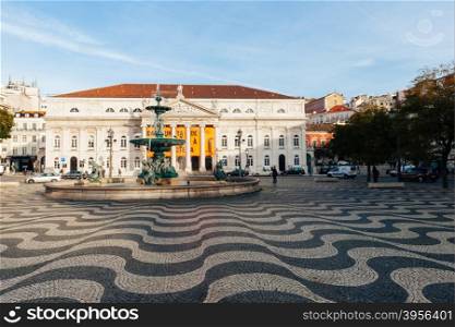 LISBON, PORTUGAL - FEBRUARY 02, 2016: Rossio Square in Lisbon, Portugal.