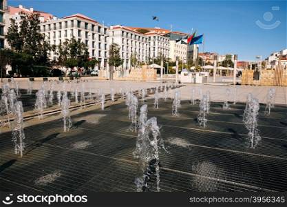 LISBON, PORTUGAL - FEBRUARY 03, 2016: Square in Lisbon, Portugal. Lisbon is the westernmost large city Europe and the seventh-most-visited city in Southern Europe