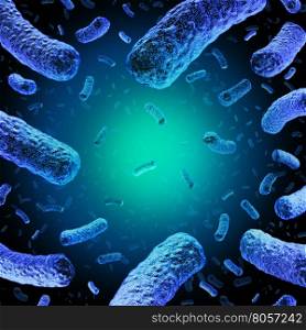 Listeria medical concept as a group of dangerous bacteria causing illness as a health care symbol for microscopic bacterial infection as a 3D illustration.