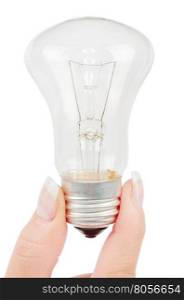 Lit lightbulb held in hand