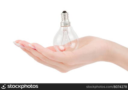 Lit lightbulb held in hand