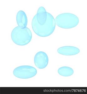 Lite blue bubbles over white, 3d render