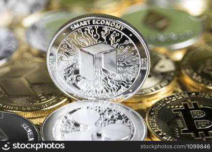 Litecoin, etherium,bitcoin virtual currency background
