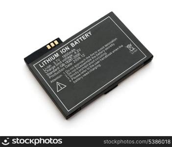 Lithium ion battery for electronic devices isolated on white