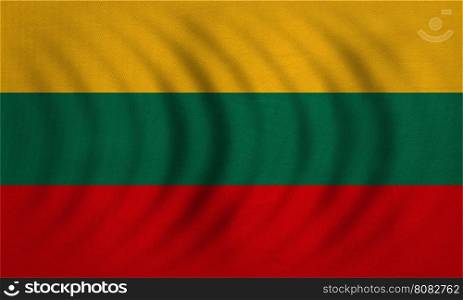 Lithuanian national official flag. Patriotic symbol, banner, element, background. Correct colors. Flag of Lithuania wavy with real detailed fabric texture, accurate size, illustration