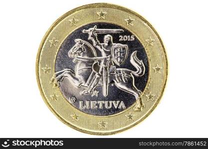 Lithuanian One Euro coin isolated over a white background