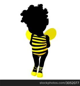 Little african american bumble bee girl on a white background