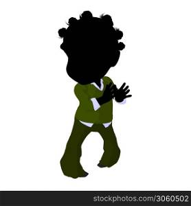 Little african american business girl on a white background