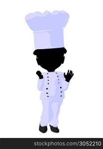 Little african american chef girl on a white background