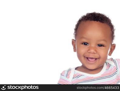 Little afroamerican baby smiling isolated on a white background