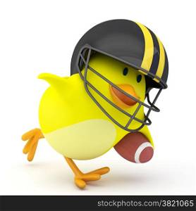 Little american football player chick on white - 3D render