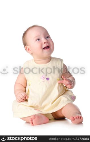 little baby is smiling, isolated on white background