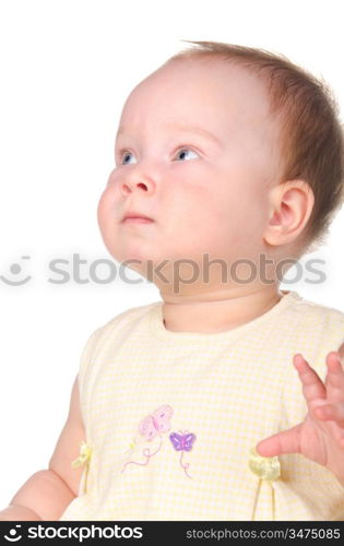 little baby is thinking, isolated on white background