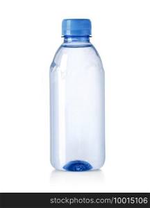 Little blue water bottle isolated on white with clipping path