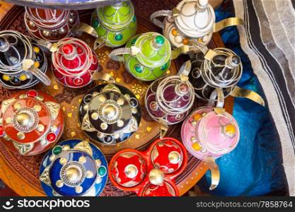 little boxes decorated Arab style many colors