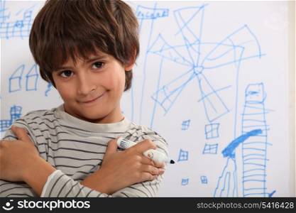 Little boy drawing
