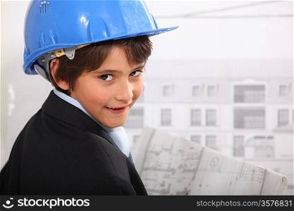 Little boy dressed as architect