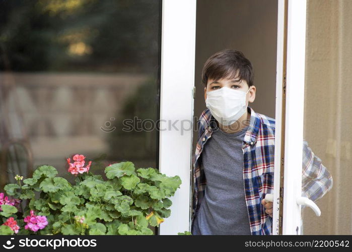 little boy going outside after quarantine