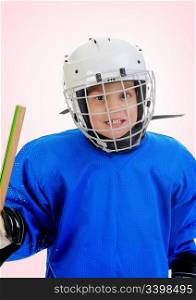 Little Boy Hockey Player. on white background