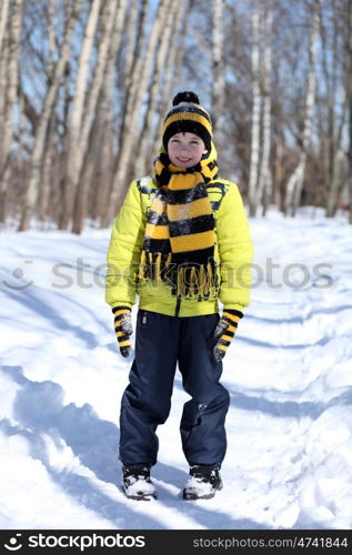 Little boy in a winter park