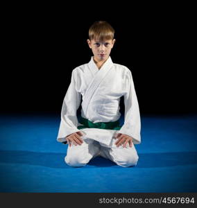 Little boy martial arts fighter isolated