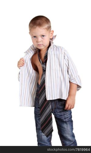 Little boy necktie on the white background
