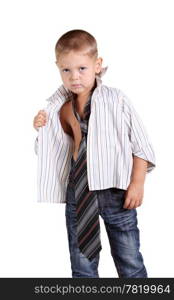 Little boy necktie on the white background