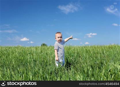 little boy outdoors in sunny summer day