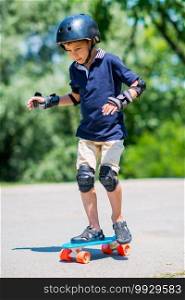 Little boy with skateboard