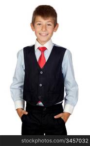 Little businessman isolated on a over white background