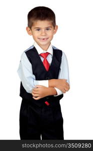 Little businessman isolated on a over white background