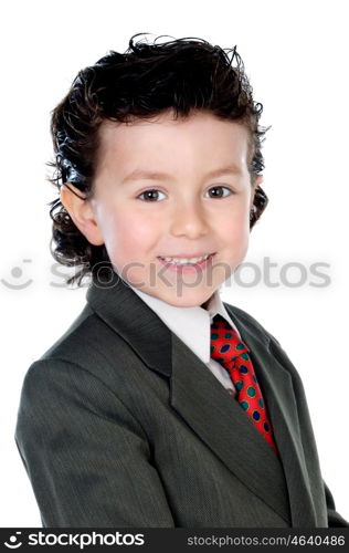 Little businessmann with red tie isolated on a white background