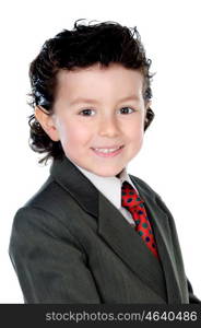 Little businessmann with red tie isolated on a white background