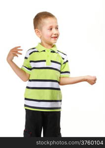 little caucasian happy boy child preschooler portrait isolated on white background