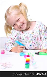 little child drawing on a white background.