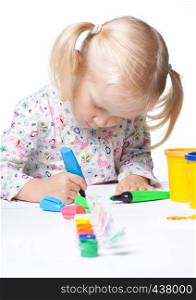 little child drawing on a white background.