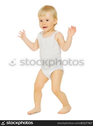 Little child isolated on white