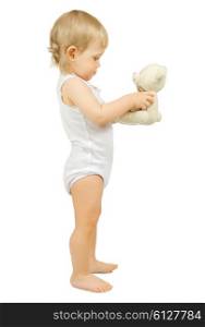 Little child with toy isolated