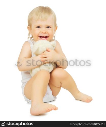 Little child with toy isolated