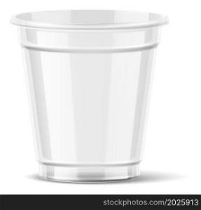Little drink cup mockup. Realistic plastic container for takeaway beverage isolated on white background. Little drink cup mockup. Realistic plastic container for takeaway beverage