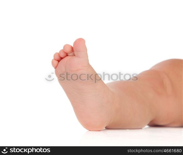 Little foot of baby isolated on a white background
