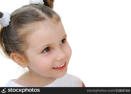 Little funny girl. Isolated on white background