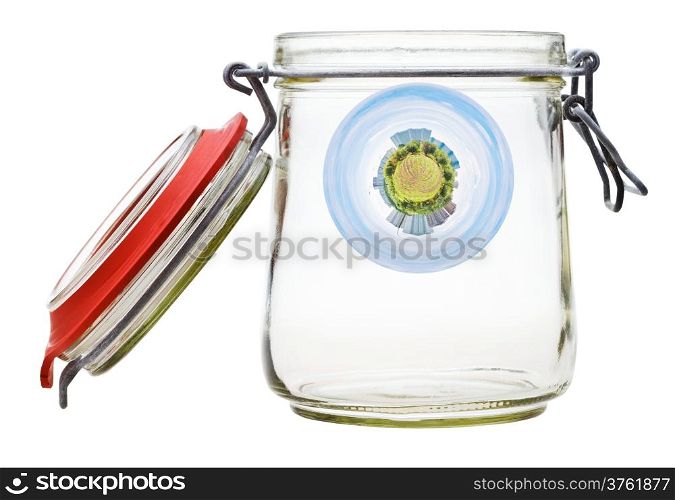little garden planet preserved in open glass jar