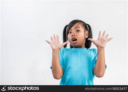 little girl acting Shout in studio shot