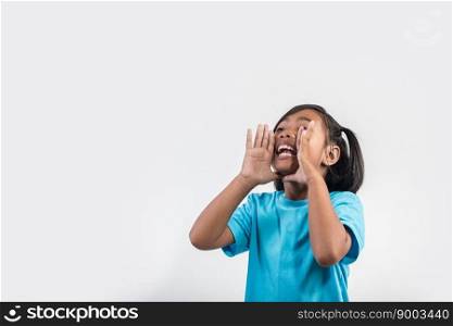 little girl acting Shout in studio shot