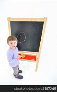 little girl and blackboard