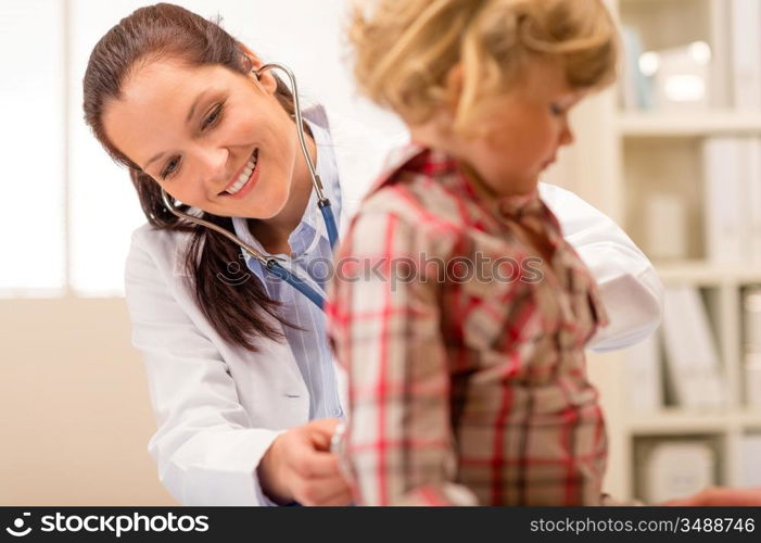 Little girl being examine with stethoscope by pediatrician