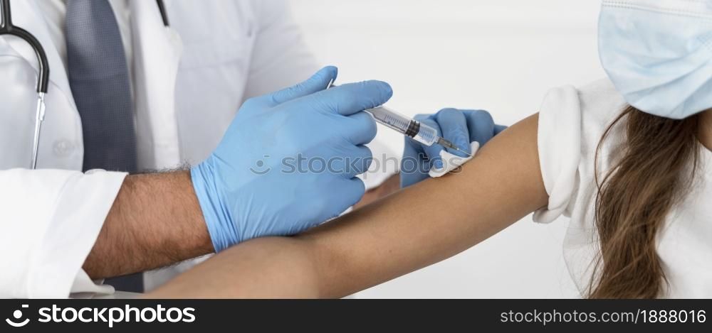 little girl being vaccinated close up . Resolution and high quality beautiful photo. little girl being vaccinated close up . High quality and resolution beautiful photo concept
