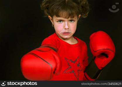 Little girl boxing