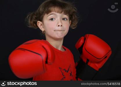 little girl boxing